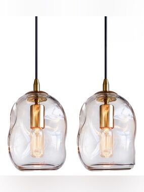 $75.00 ~ 
Set of Two Handblown Pendant Lights Brand New ~ Stunning